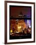 Window View with Venetian Blinds: Skyscrapers and Buildings at Times Square by Night - Manhattan-Philippe Hugonnard-Framed Photographic Print