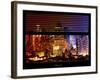 Window View with Venetian Blinds: Skyscrapers and Buildings at Times Square by Night - Manhattan-Philippe Hugonnard-Framed Photographic Print