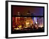 Window View with Venetian Blinds: Skyscrapers and Buildings at Times Square by Night - Manhattan-Philippe Hugonnard-Framed Photographic Print