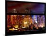 Window View with Venetian Blinds: Skyscrapers and Buildings at Times Square by Night - Manhattan-Philippe Hugonnard-Mounted Photographic Print