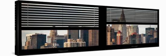 Window View with Venetian Blinds: Skyscrapers and Buildings with the Chrysler Building at Manhattan-Philippe Hugonnard-Stretched Canvas