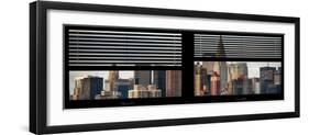 Window View with Venetian Blinds: Skyscrapers and Buildings with the Chrysler Building at Manhattan-Philippe Hugonnard-Framed Premium Photographic Print