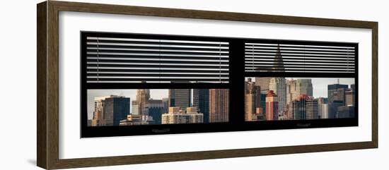 Window View with Venetian Blinds: Skyscrapers and Buildings with the Chrysler Building at Manhattan-Philippe Hugonnard-Framed Photographic Print