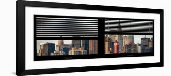 Window View with Venetian Blinds: Skyscrapers and Buildings with the Chrysler Building at Manhattan-Philippe Hugonnard-Framed Photographic Print