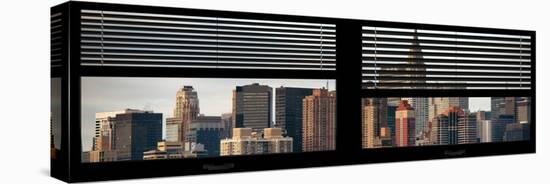 Window View with Venetian Blinds: Skyscrapers and Buildings with the Chrysler Building at Manhattan-Philippe Hugonnard-Stretched Canvas