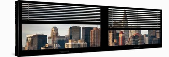Window View with Venetian Blinds: Skyscrapers and Buildings with the Chrysler Building at Manhattan-Philippe Hugonnard-Stretched Canvas