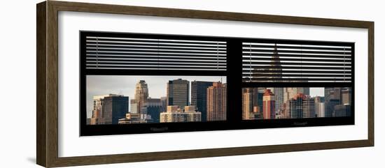 Window View with Venetian Blinds: Skyscrapers and Buildings with the Chrysler Building at Manhattan-Philippe Hugonnard-Framed Photographic Print