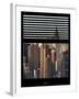 Window View with Venetian Blinds: Skyscrapers and Buildings with the Chrysler Building at Manhattan-Philippe Hugonnard-Framed Photographic Print