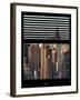 Window View with Venetian Blinds: Skyscrapers and Buildings with the Chrysler Building at Manhattan-Philippe Hugonnard-Framed Photographic Print