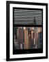 Window View with Venetian Blinds: Skyscrapers and Buildings with the Chrysler Building at Manhattan-Philippe Hugonnard-Framed Photographic Print