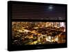 Window View with Venetian Blinds: Skyscrapers and Buildingsand Times Square by Night-Philippe Hugonnard-Stretched Canvas