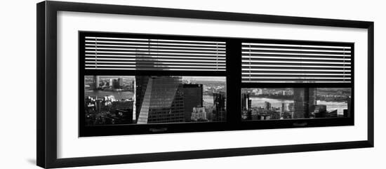 Window View with Venetian Blinds: Skyscrapers View of Manhattan at Nightfall-Philippe Hugonnard-Framed Photographic Print