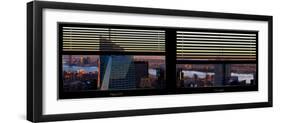 Window View with Venetian Blinds: Skyscrapers View of Manhattan at Nightfall-Philippe Hugonnard-Framed Premium Photographic Print