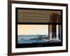 Window View with Venetian Blinds: South Street Seaport View with Statue of Liberty - Manhattan-Philippe Hugonnard-Framed Photographic Print