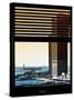 Window View with Venetian Blinds: South Street Seaport View with Statue of Liberty - Manhattan-Philippe Hugonnard-Stretched Canvas