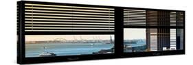 Window View with Venetian Blinds: South Street Seaport View with Statue of Liberty-Philippe Hugonnard-Stretched Canvas