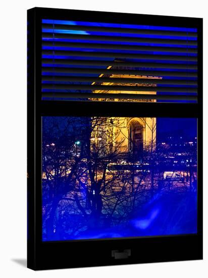 Window View with Venetian Blinds: Special Series Blue Reflections - Haussmann Appartment Paris-Philippe Hugonnard-Stretched Canvas