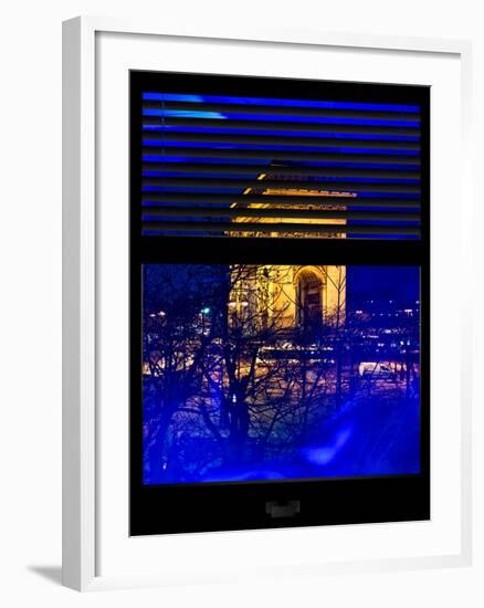 Window View with Venetian Blinds: Special Series Blue Reflections - Haussmann Appartment Paris-Philippe Hugonnard-Framed Photographic Print