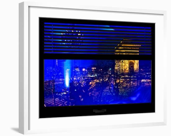 Window View with Venetian Blinds: Special Series Blue Reflections - Haussmann Appartment Paris-Philippe Hugonnard-Framed Photographic Print