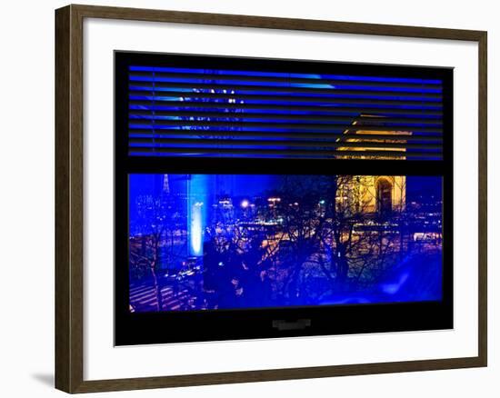 Window View with Venetian Blinds: Special Series Blue Reflections - Haussmann Appartment Paris-Philippe Hugonnard-Framed Photographic Print