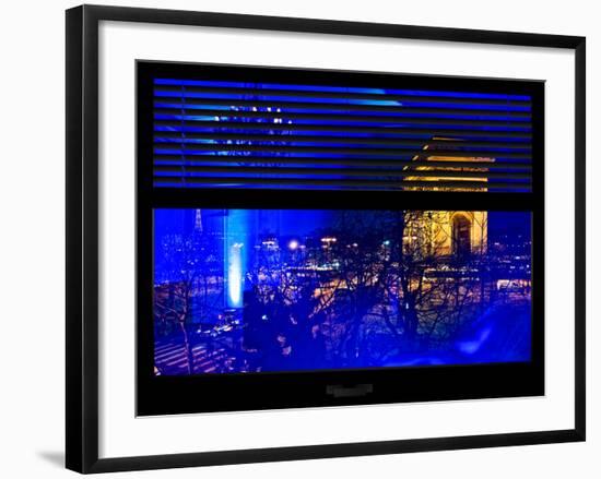 Window View with Venetian Blinds: Special Series Blue Reflections - Haussmann Appartment Paris-Philippe Hugonnard-Framed Photographic Print