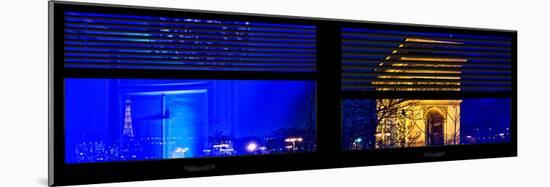Window View with Venetian Blinds: Special Series Blue Reflections - Panoramic Format-Philippe Hugonnard-Mounted Photographic Print