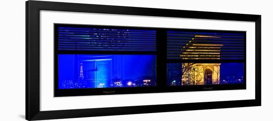 Window View with Venetian Blinds: Special Series Blue Reflections - Panoramic Format-Philippe Hugonnard-Framed Photographic Print