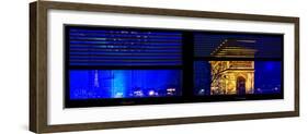 Window View with Venetian Blinds: Special Series Blue Reflections - Panoramic Format-Philippe Hugonnard-Framed Photographic Print