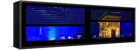 Window View with Venetian Blinds: Special Series Blue Reflections - Panoramic Format-Philippe Hugonnard-Framed Stretched Canvas