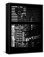 Window View with Venetian Blinds: Street View - Old Wall Commecial Advertisements with Fire Escape-Philippe Hugonnard-Framed Stretched Canvas