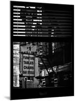 Window View with Venetian Blinds: Street View - Old Wall Commecial Advertisements with Fire Escape-Philippe Hugonnard-Mounted Photographic Print