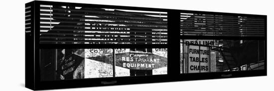Window View with Venetian Blinds: Street View - Panoramic Format-Philippe Hugonnard-Stretched Canvas