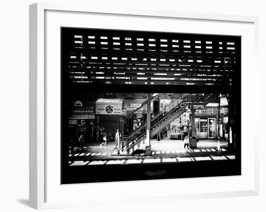 Window View with Venetian Blinds: Subway Station View of Williamsburg - Brooklyn-Philippe Hugonnard-Framed Photographic Print