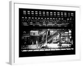 Window View with Venetian Blinds: Subway Station View of Williamsburg - Brooklyn-Philippe Hugonnard-Framed Photographic Print