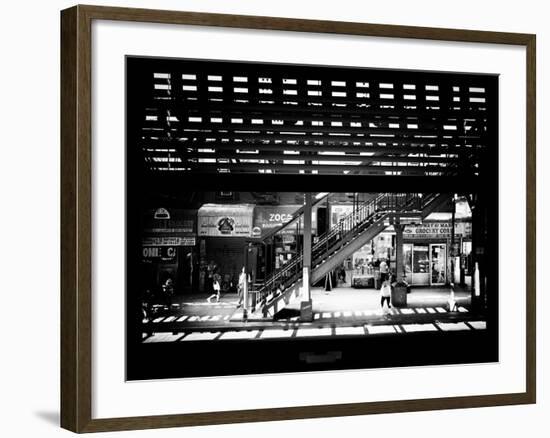 Window View with Venetian Blinds: Subway Station View of Williamsburg - Brooklyn-Philippe Hugonnard-Framed Photographic Print