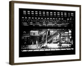 Window View with Venetian Blinds: Subway Station View of Williamsburg - Brooklyn-Philippe Hugonnard-Framed Photographic Print