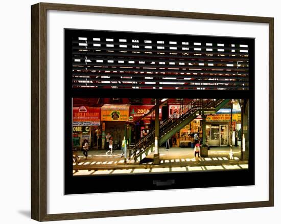 Window View with Venetian Blinds: Subway Station View of Williamsburg - Brooklyn-Philippe Hugonnard-Framed Photographic Print