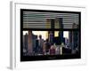 Window View with Venetian Blinds: Sunset Cityscape at Theater District-Philippe Hugonnard-Framed Photographic Print