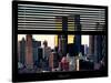 Window View with Venetian Blinds: Sunset Cityscape at Theater District-Philippe Hugonnard-Stretched Canvas