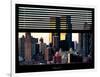 Window View with Venetian Blinds: Sunset Cityscape at Theater District-Philippe Hugonnard-Framed Photographic Print