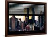 Window View with Venetian Blinds: Sunset Cityscape at Theater District-Philippe Hugonnard-Framed Photographic Print