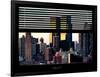 Window View with Venetian Blinds: Sunset Cityscape at Theater District-Philippe Hugonnard-Framed Photographic Print