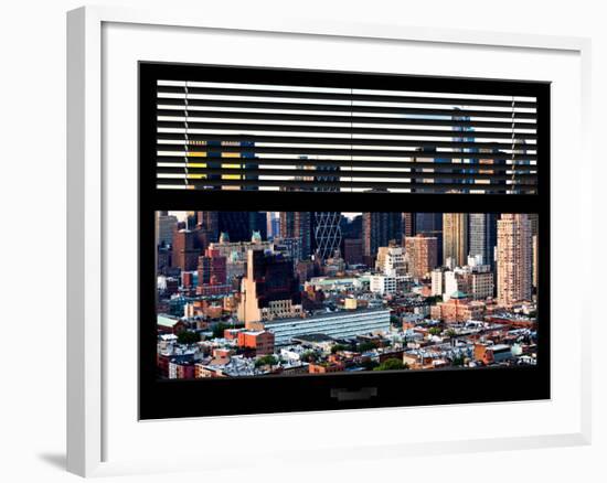 Window View with Venetian Blinds: Sunset Skyline at Theater District-Philippe Hugonnard-Framed Photographic Print