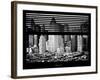 Window View with Venetian Blinds: Sunset Skyline at Theater District-Philippe Hugonnard-Framed Photographic Print