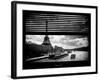 Window View with Venetian Blinds: the Eiffel Tower and Seine River Views at Sunset - Paris, France-Philippe Hugonnard-Framed Photographic Print