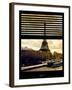 Window View with Venetian Blinds: the Eiffel Tower and Seine River Views at Sunset - Paris, France-Philippe Hugonnard-Framed Photographic Print