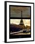 Window View with Venetian Blinds: the Eiffel Tower and Seine River Views at Sunset - Paris, France-Philippe Hugonnard-Framed Photographic Print