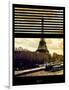 Window View with Venetian Blinds: the Eiffel Tower and Seine River Views at Sunset - Paris, France-Philippe Hugonnard-Framed Photographic Print