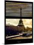 Window View with Venetian Blinds: the Eiffel Tower and Seine River Views at Sunset - Paris, France-Philippe Hugonnard-Mounted Photographic Print