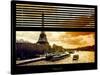 Window View with Venetian Blinds: the Eiffel Tower and Seine River Views at Sunset - Paris, France-Philippe Hugonnard-Stretched Canvas